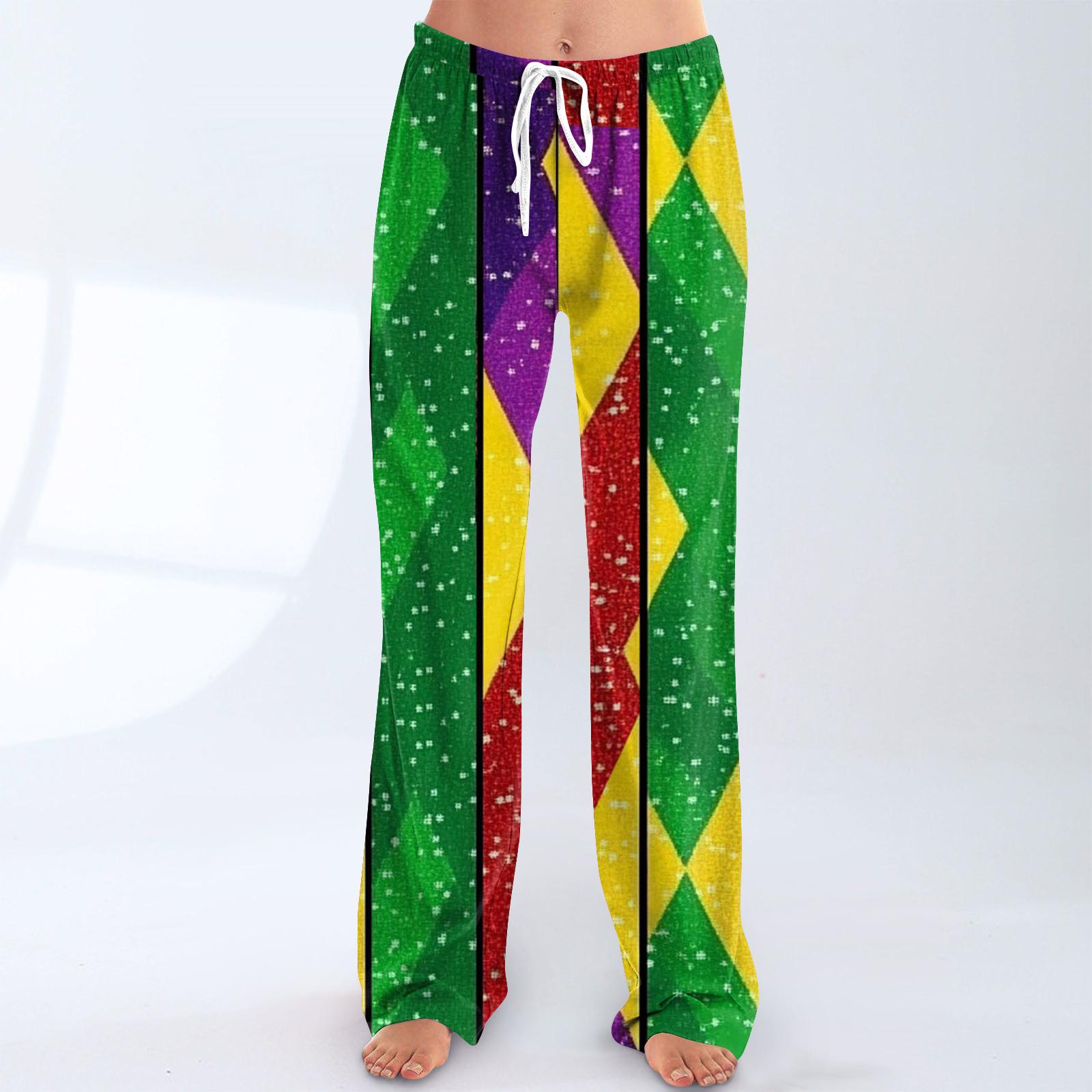 

Женские свободные и повседневные брюки с широкими штанинами с карнавальным принтом, эластичным поясом, кулиской и карманом XXXL