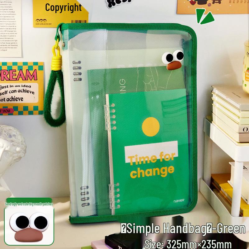 

Прозрачная водонепроницаемая сумка для хранения формата А4 на молнии - Большая вместимость для учебников, студенческая ручная, утолщенный дизайн