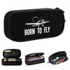 Born To Flying Fly Airplane Pilots Pencil Case New Aviation Airport Pen Holder Bag Student School Supplies Zipper Pencil Box