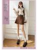 Women's High-Waist Khaki Corduroy A-Line Pleated Midi Skirt for Autumn/Winter 2025