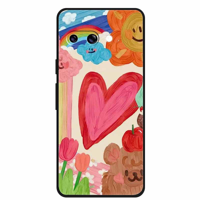 For Google Pixel 9A 5G Case 3D Relief Flower Emboss Soft Silicone various Flower Cartoon Cat Cover For Google Pixel 9a TPU Cases