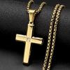 Minimalist Cross Pendant Rhinestone Pendant Necklace for Men Women Stainless Steel Christian Hip Hop Chain Faith Jewelry Gift