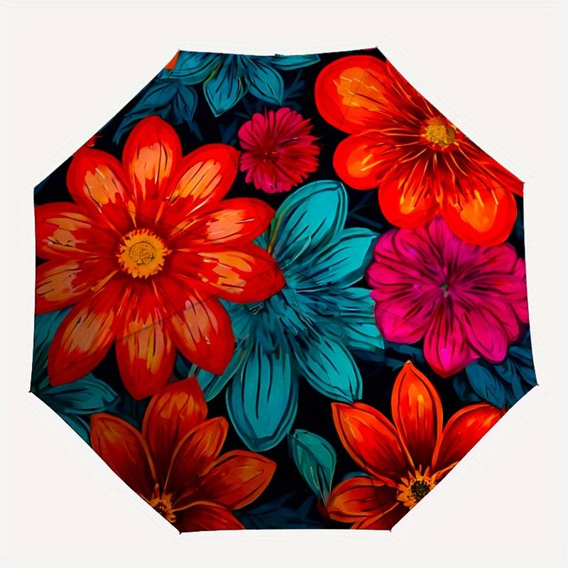 

1pc Floral Pattern Automatic Umbrella - 8-Rib Foldable Design, Outdoor Adventures, and Family Celebrations yy250829111