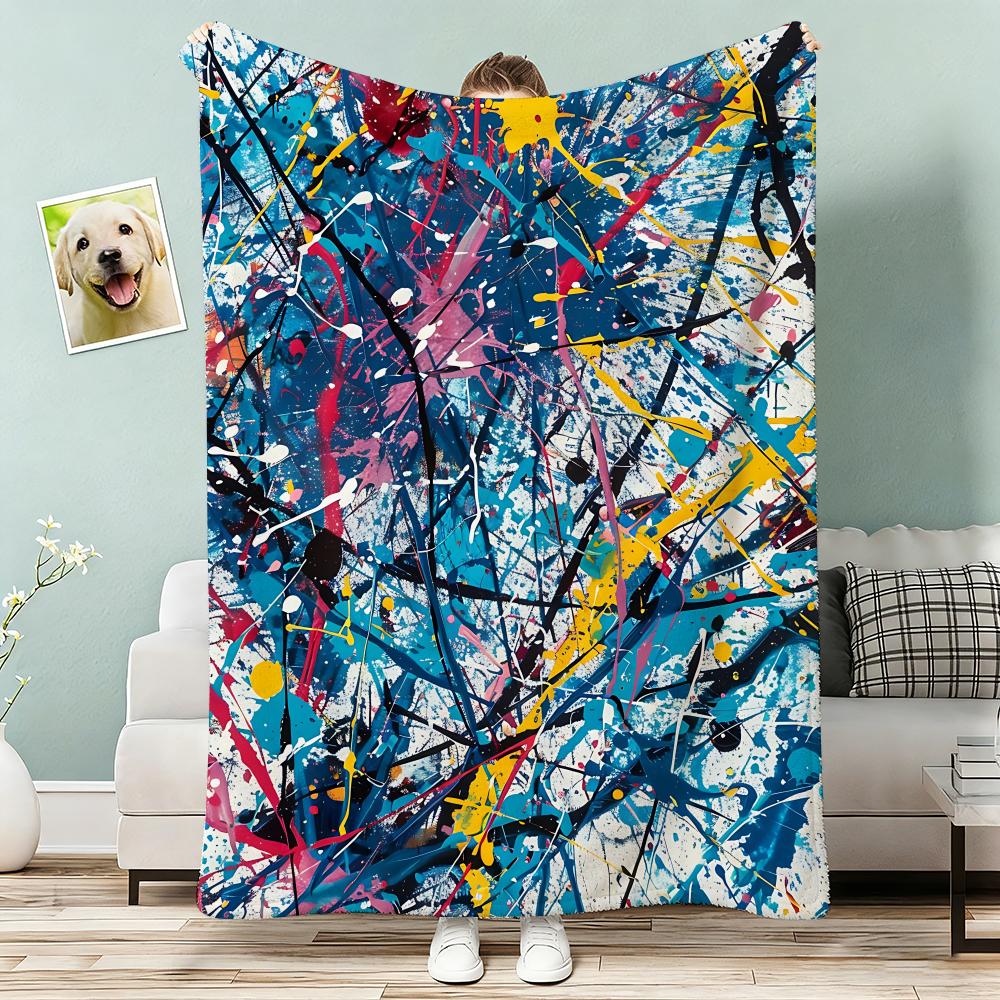 Abstract art Jackson Pollock Throw Lightweight 240g Flannel Blanket Soft Skin-friendly for Summer Cooling 75x90cm