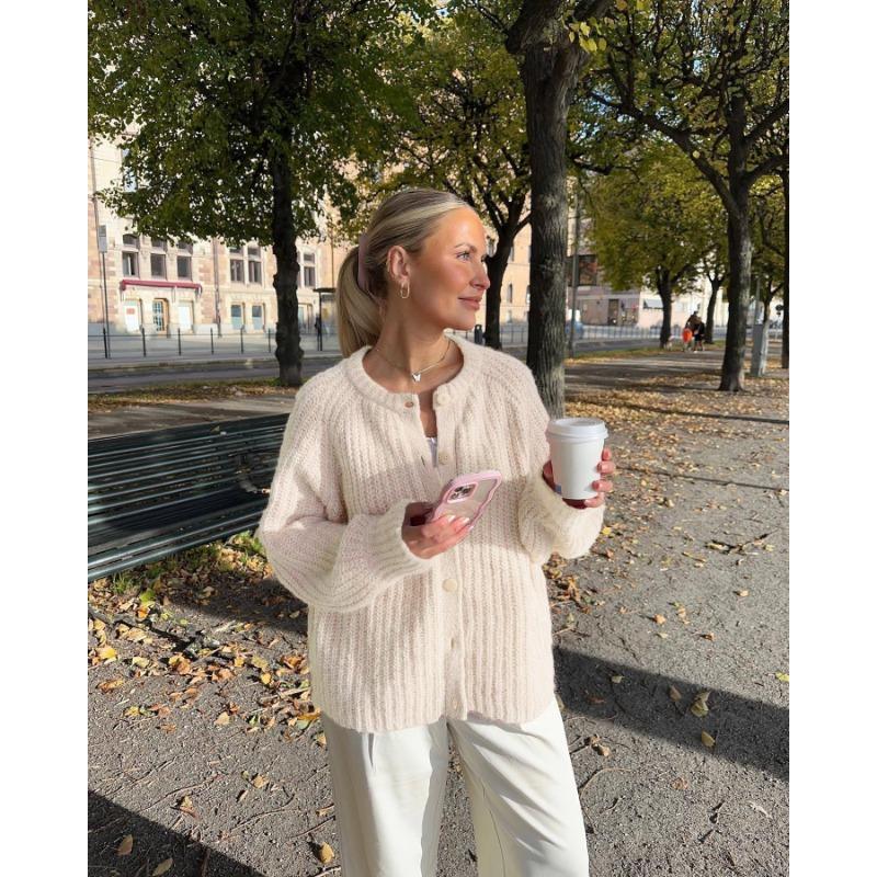 Maglioni a girocollo a maniche lunghe con stampa tinta unita, casual, autunno inverno, da donna