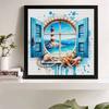 New Arrival 5D DIY Full Circle Diamond Painting "Window Seaside" Embroidery Cross Stitch Home Decor Gift