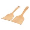 2 STÜCK Holzspatel Kochwender Buchenholz Langer Griff Breit Flach Bratspatel für Küche