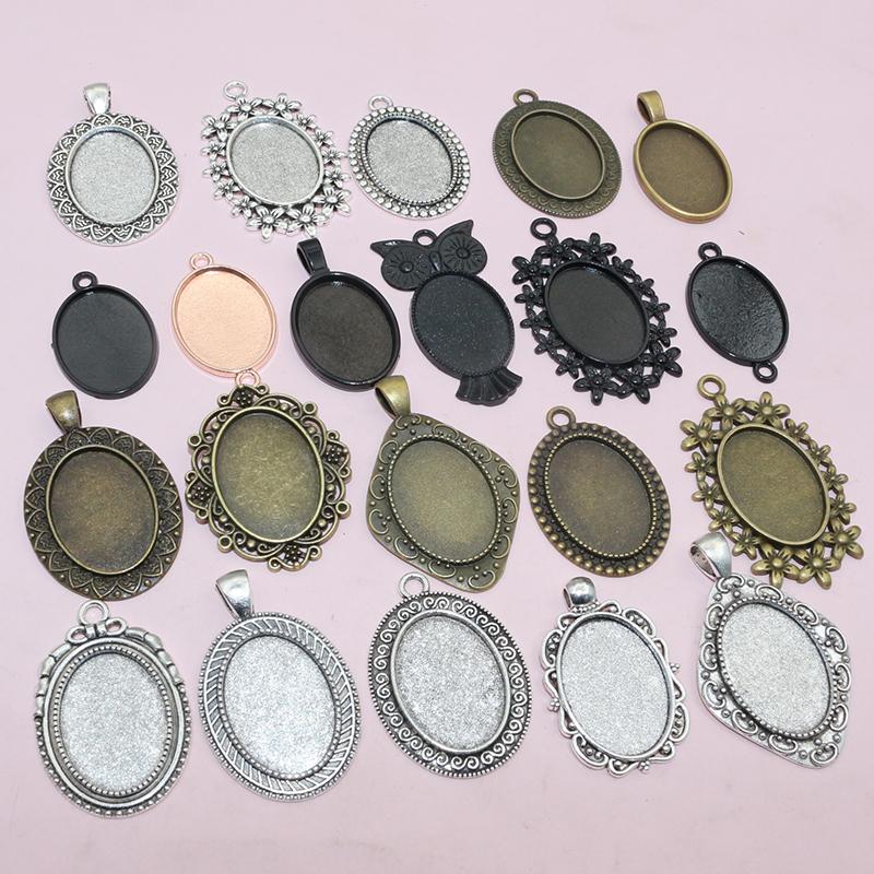 10 Stück 18x25mm Innenmaß Ovaler Anhänger Cabochon Leere Basis Fassung Fassungsschale DIY Halskette Schmuckherstellung Zubehör Fundstücke