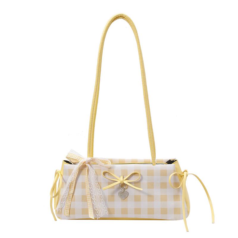 Frische karierte Crossbody-Umhängetasche mit Schleife 2026 - Vielseitig, Modisch, Beliebte kleine Tasche