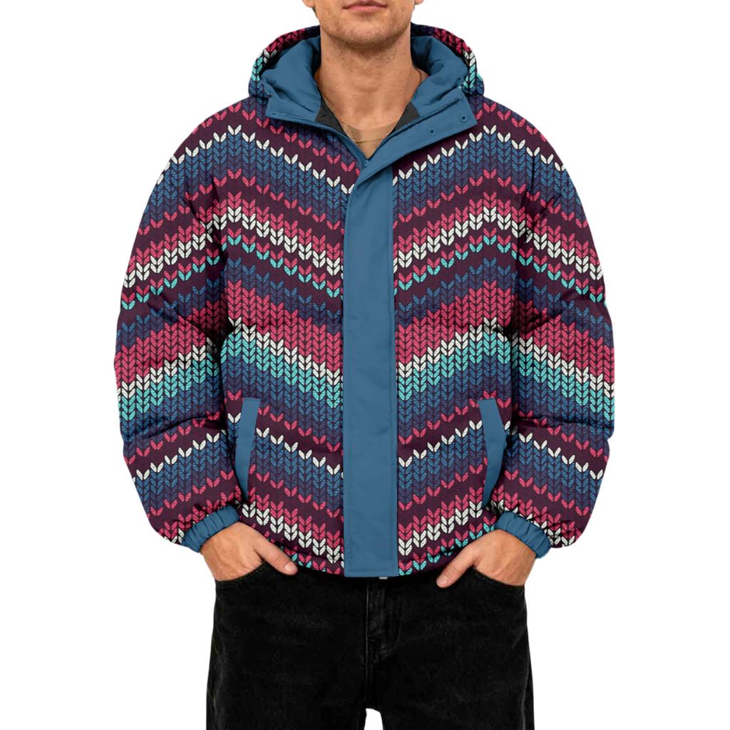 Men's Oversized Casual Down Jacket With Long Sleeves And Hood