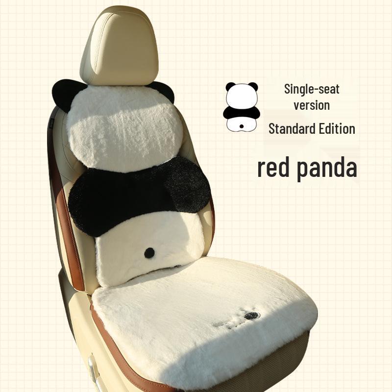 Luxury Faux Rabbit Fur Panda Car Seat Cushion - Universal Winter Cover