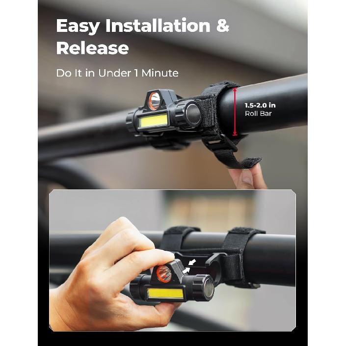 KEMIMOTO UTV Dome Light Roll Bar Cage Mount Interior Lights Compatible With Polaris RZR Can Am Talon Kawasaki Golf Cart Boat Off-Road-Work For 1.5