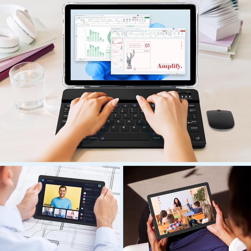 VASOUN TAB11 Android 14 Tablet with 8GB RAM 4GB 128GB RAM 1TB WiFi Widevine 8000mAh Storage 5G WiFi 6 BT IPS Tablet with Protective and Stylus 10-inch