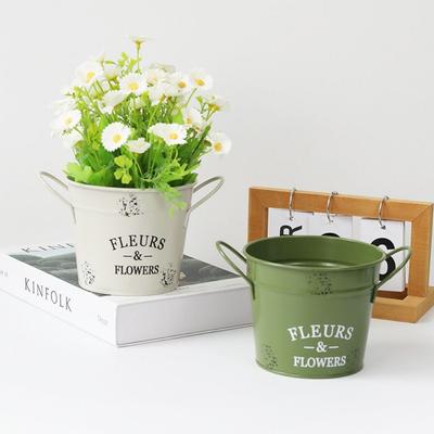 Corrosion-resistant Round Flower Pot Handicraft Flower Bucket Ornament Iron Planter Pot  Succulent