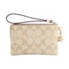 Coach Boxed 16 Classic Presbyopia Zipper Gift Box Coated Canvas with Leather Wrist Bag Clutch Regular Women's Khaki