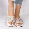 Fashion Lady Slippers Summer New Fashion Open Toed  Roman Shoes for Women Rhinestones Sexy Flat Flip Flops Slides Zapatos Mujer