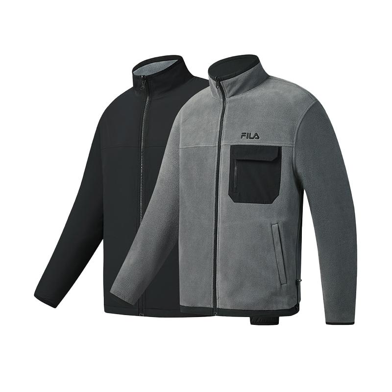 Fila Fitness Reversible Loose Stand Collar Warm Fleece Jacket Unisex Jacket A51U541502F-BK