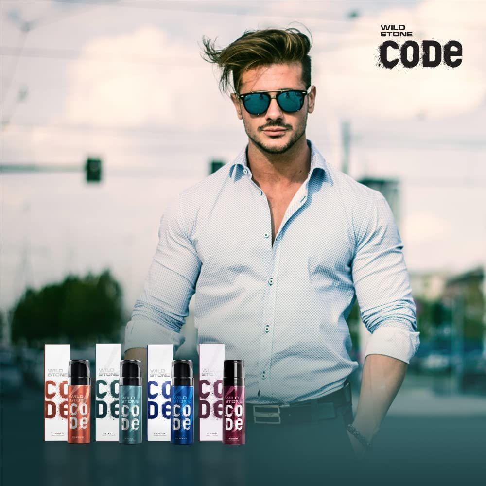 Wild Stone CODE Travel Pack with Iridium, Titanium, Steel and Copper Perfume Body Spray for Men