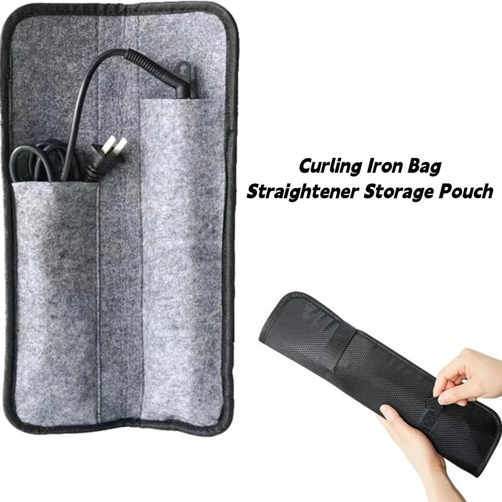 Felt Curling Iron Bag Heat-Resistant Dustproof Straightener Storage Pouch HighTemperature Curling Iron Insulation Mat
