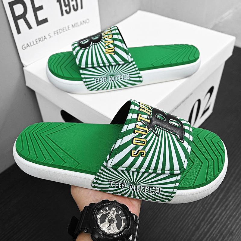 

Slippers summer new men s thick bottom stepping on shit feeling one-word drag wear fashion sports couple sandals 46