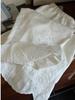 Women's Off-White Linen Wide-Leg Pants with Summer Embroidery and Lace