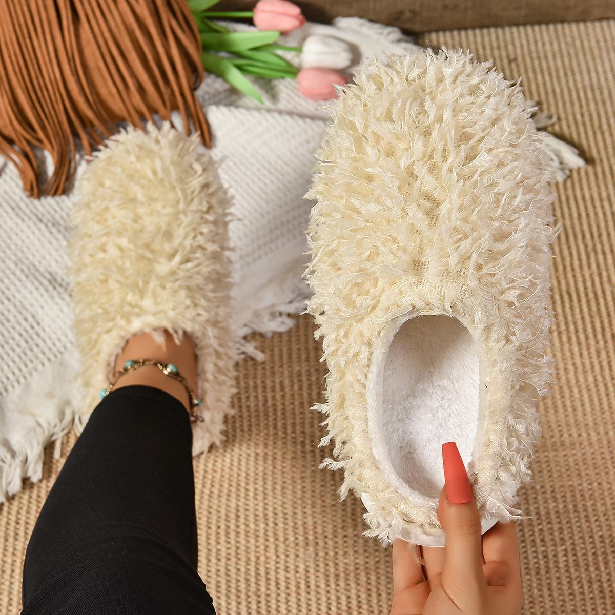 

Женские тапочки Осень Зима Мех Большой размер Роскошные Пушистые из искусственного меха Тапочки Женские Плюшевые Теплые Домашние Хлопковые Туфли Комнатные Шлепанцы Женские 44-45 бежевый