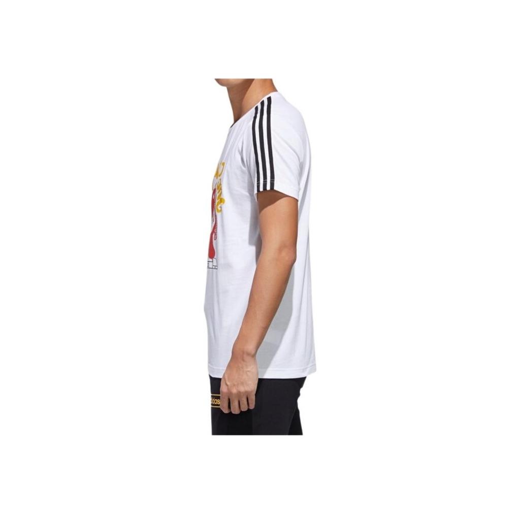 Adidas Animal Print Alphabet Breathable Casual Sports Short Sleeve T-Shirt Men Tops White GK1551