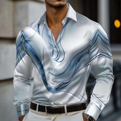 Men's Long Sleeved Shirt Summer Fashion Color Focus Pattern Casual Outdoor Wear Fiber Digital Printing