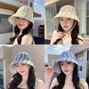 Plaid Bucket Hat With Sun Protection For Summer Outdoor Casual Women