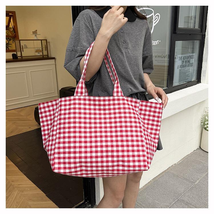 Women Plaid Large Capacity Tote Bag Fashion Shoulder Bag Handbag Shopper Storage Bag