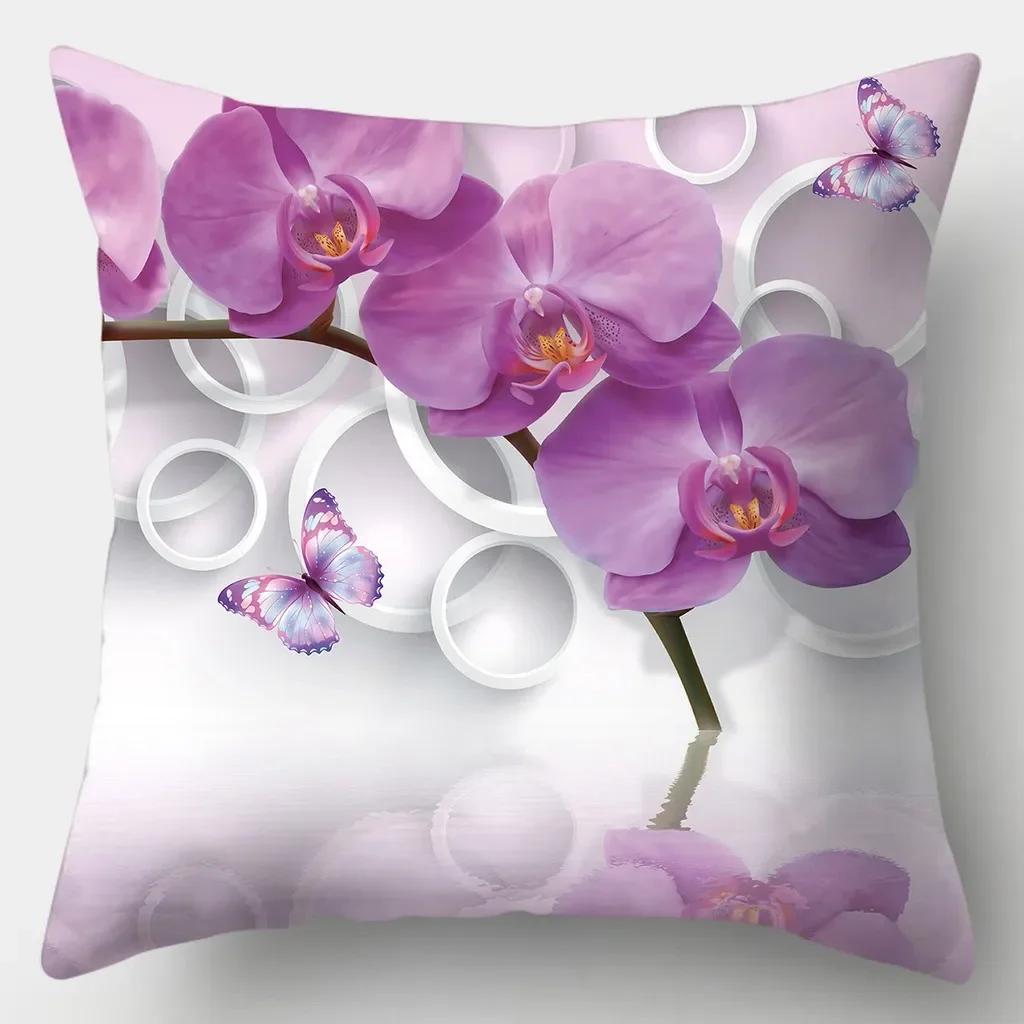 Reichhaltige Blumen Kissenbezug Quadratische Sofakissenhülle Retro Kissenbezug