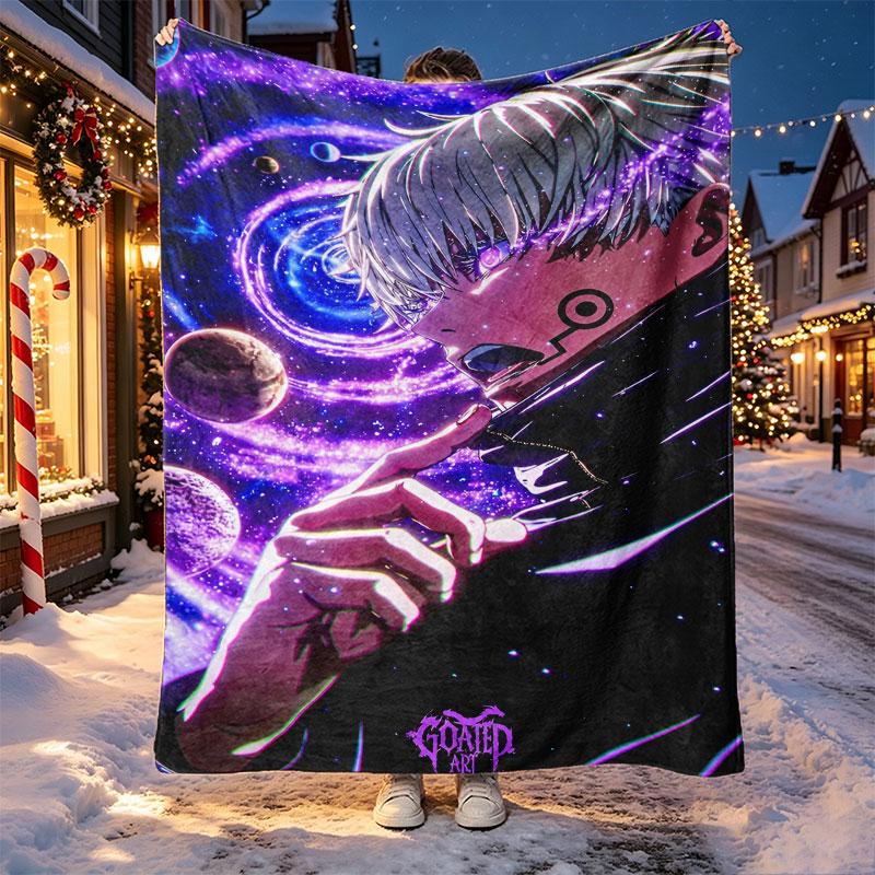 Jujutsu Kaisen Muster Decke für Heimdekoration, Bett, Sofa, Autoreise, Camping, Geeignet für alle Jahreszeiten, Geburtstags-Weihnachtsgeschenk