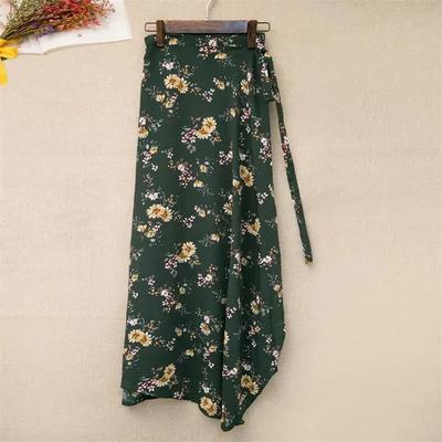 Eendelig Gespleten Print Kant Wrap Y2K Rok Vakantie Dames Hoge Taille Bodycon Rok Onregelmatige Strandrok
