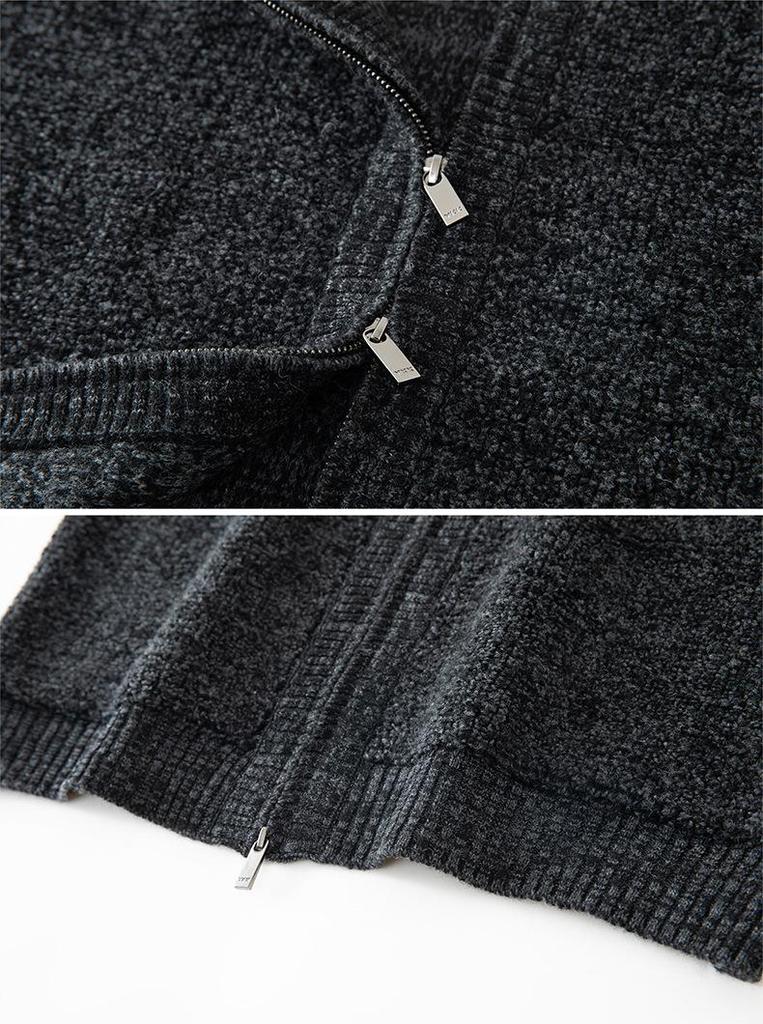 Women's Pure Wool Zipper Knit Cardigan - Long Sleeve, Soft, Warm, Solid Color for Autumn/Winter