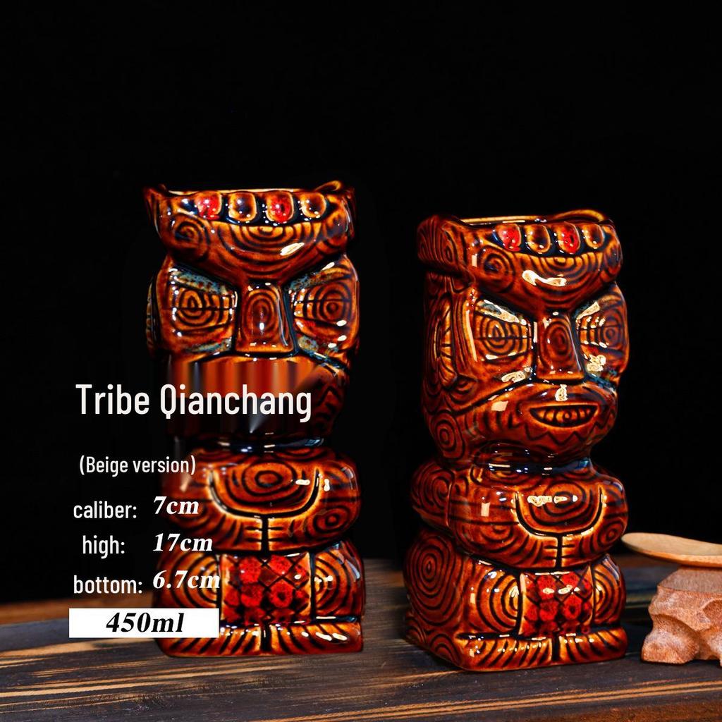 Hawaiian Tiki Zombie Skull Ceramic Cocktail Glass