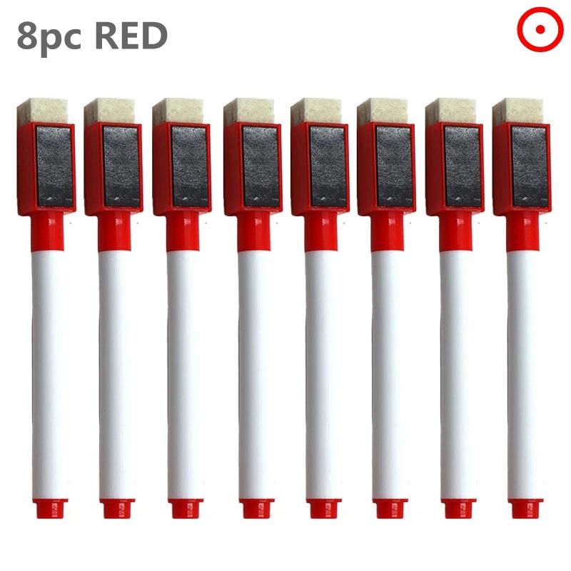 8PC Magnetic Colorful Whiteboard Pen Black White Board Markers Built In Eraser School Supply Childrens Graffiti Drawing Pen