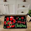 Christmas Santa Claus Doormat 2D Flat Printed Crystal Velvet Non‑slip Floor Rug for Entrance Bedroom Living Room Xmas Holiday Home Decor