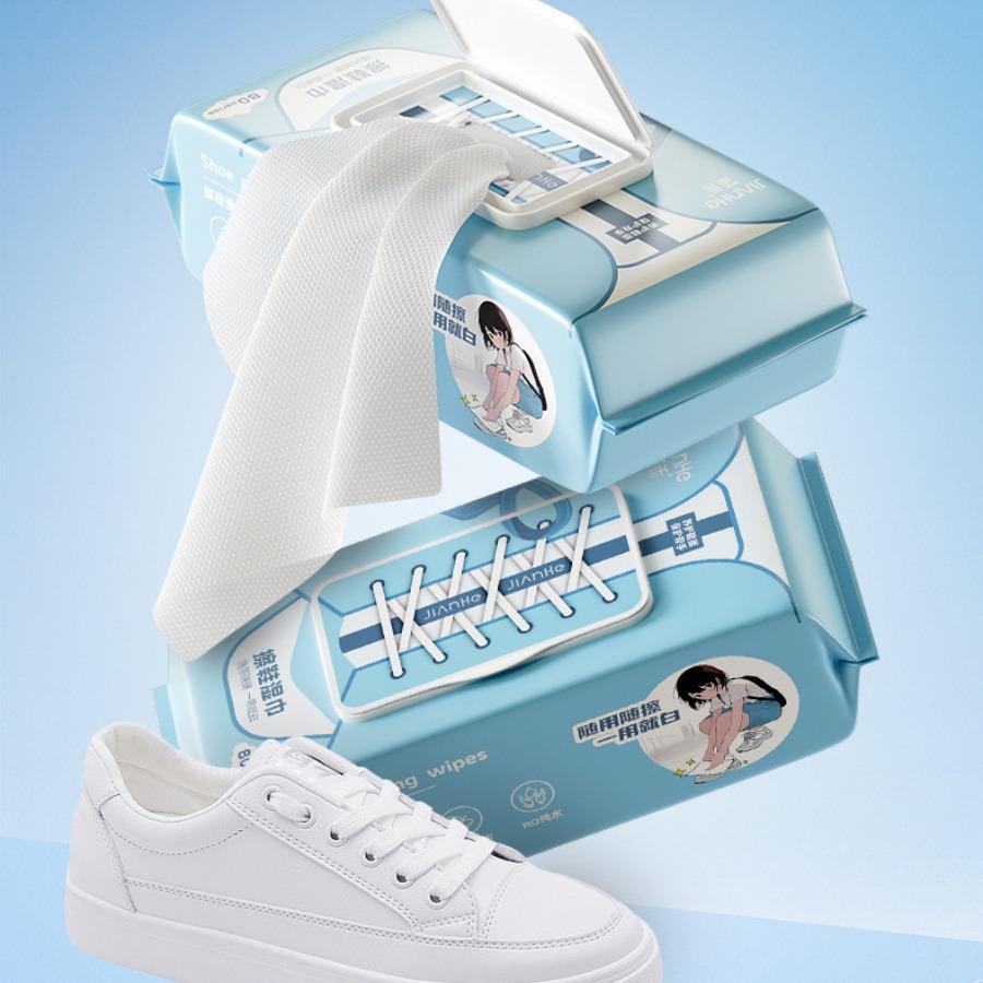 12/30/80/64 szt./worek Mokre chusteczki do czyszczenia butów Nabłyszczające Usuwanie plam Bez wody do mycia Nie pozostawiają śladów Sportowe / Skórzane Buty zimowe Białe Chusteczki do pielęgnacji butów