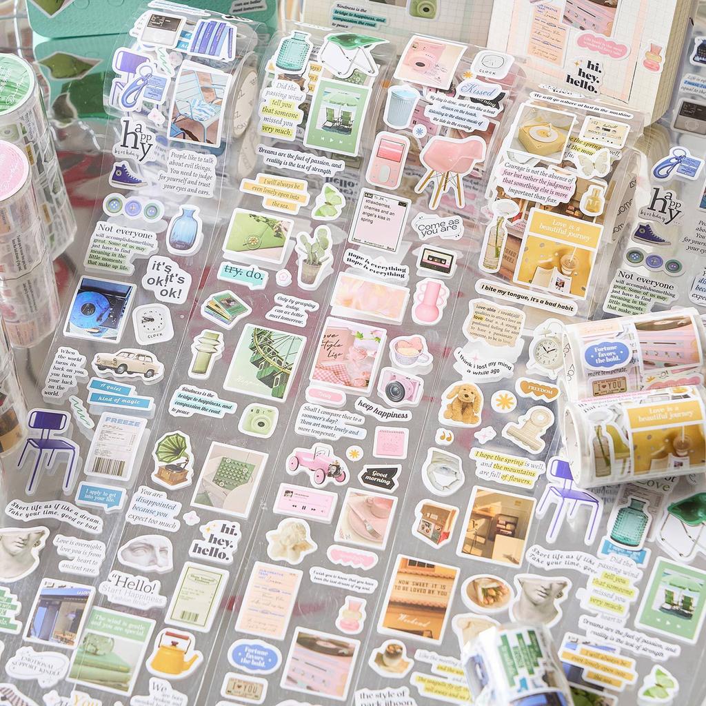 6*200cm Pre-Cut Copperplate Paper Washi Tape, Aesthetic No-Cut Journal Stickers, Scrapbooking Decorative Supplies