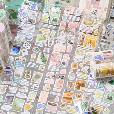 6*200cm Pre-Cut Copperplate Paper Washi Tape, Aesthetic No-Cut Journal Stickers, Scrapbooking Decorative Supplies
