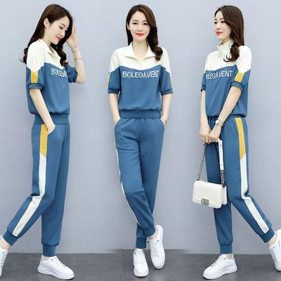 Summer Fashionable Women's Suit Pants Age-reducing Stylish Sports Casual 2-piece Set Footwear