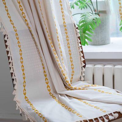 Jingga Embroidered Rod Pocket Semi-Blackout Curtain