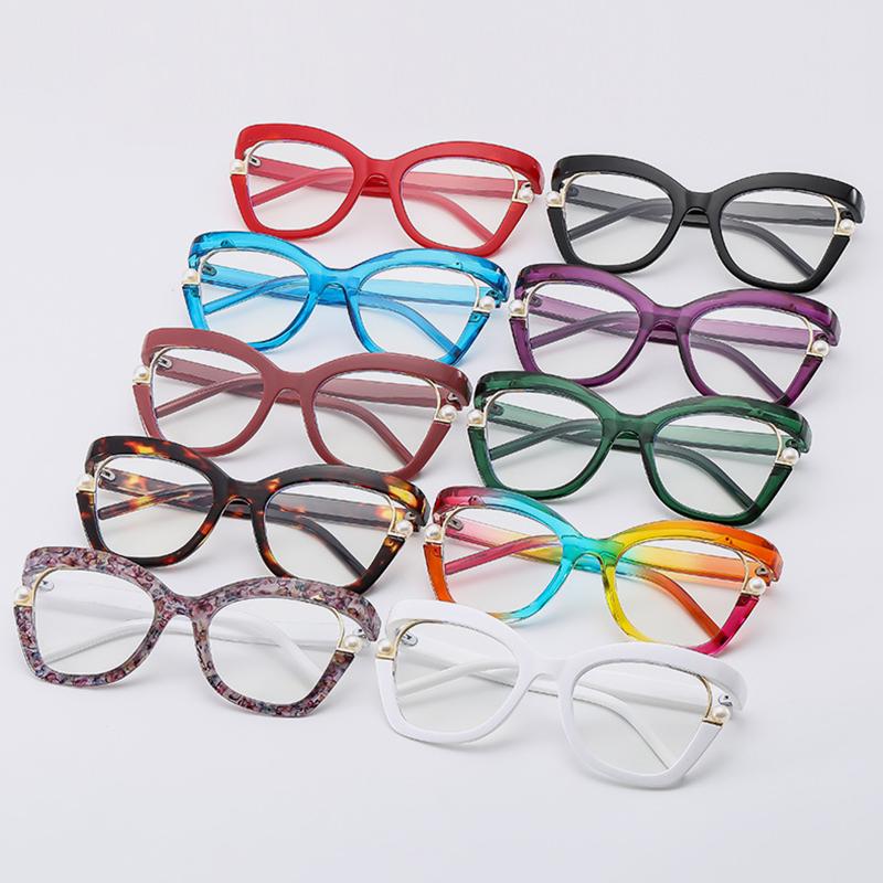 Anti-blue Light Ladies Flat Pearl Decorative Glasses Frame