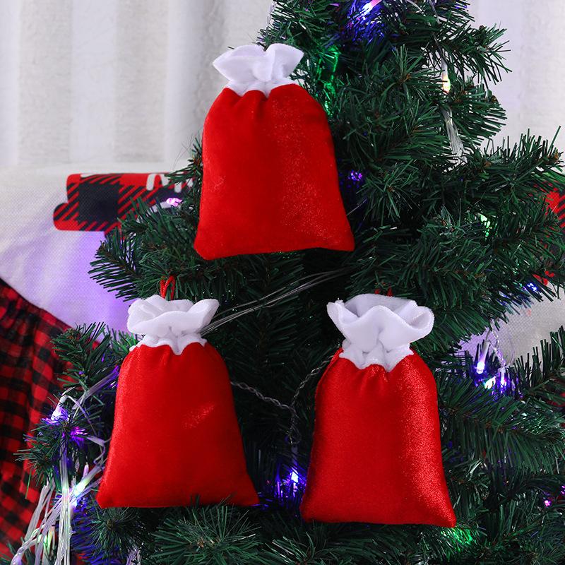 WTEMPO Red Drawstring Gift Bags Wedding Holiday Decoration Gift Bags Retro Elegant Jewelry Pouch Christmas Gift Bags Christmas Tree Decor Hanging Bags