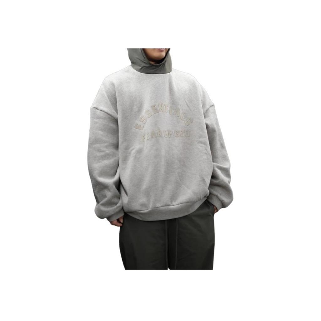 Fear of God Essentials Nylon Fleece Hoodie Dark Heather Oatmeal/Ink Men Tops Grey 202SP244313F