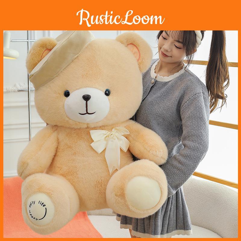 Navy Wearing Beret Teddy Bear Plush Doll Cute Bow Tied Perfect Huggable Gift
