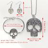 Set de bijuterii colier și cercei și brățară cu pandantiv cu craniu de epocă, ornament gotic punk