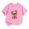 Short Sleeve Child Cute Dog T-shirt Girls Boy White Pink Black Short Sleeve T-shirts Tops Summer Casual Party Supplies Tee