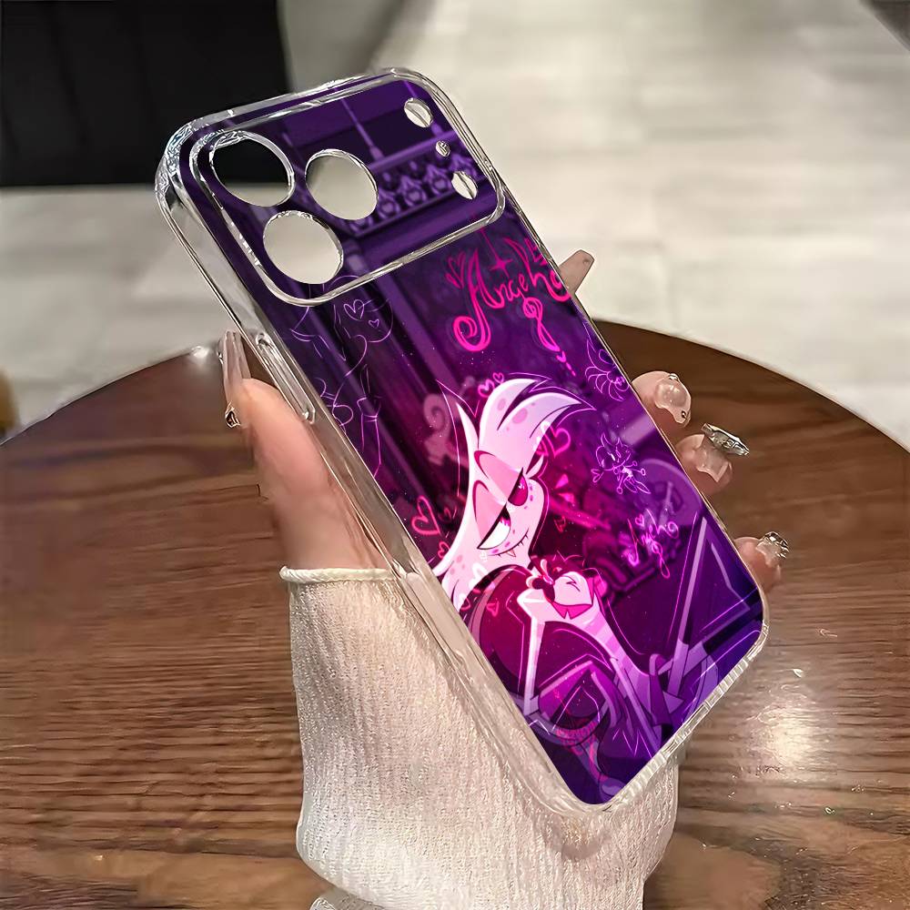 Angel Dust H-Hazbin H-Hotel Phone Case For iPhone 17 16 15 14 13 12 11 Mini Pro Max Plus Transparent Cover