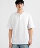UNDEROFF Oversized Slub Henley Neck Short Sleeve T-Shirt Ivory